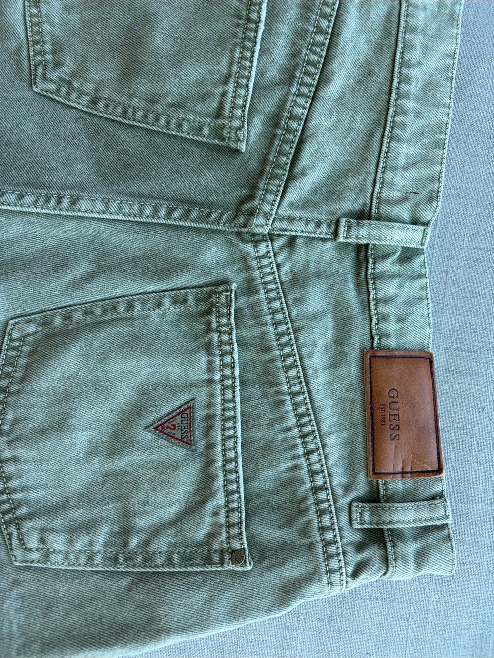 Guess Olive Green Denim Cut-Off Shorts